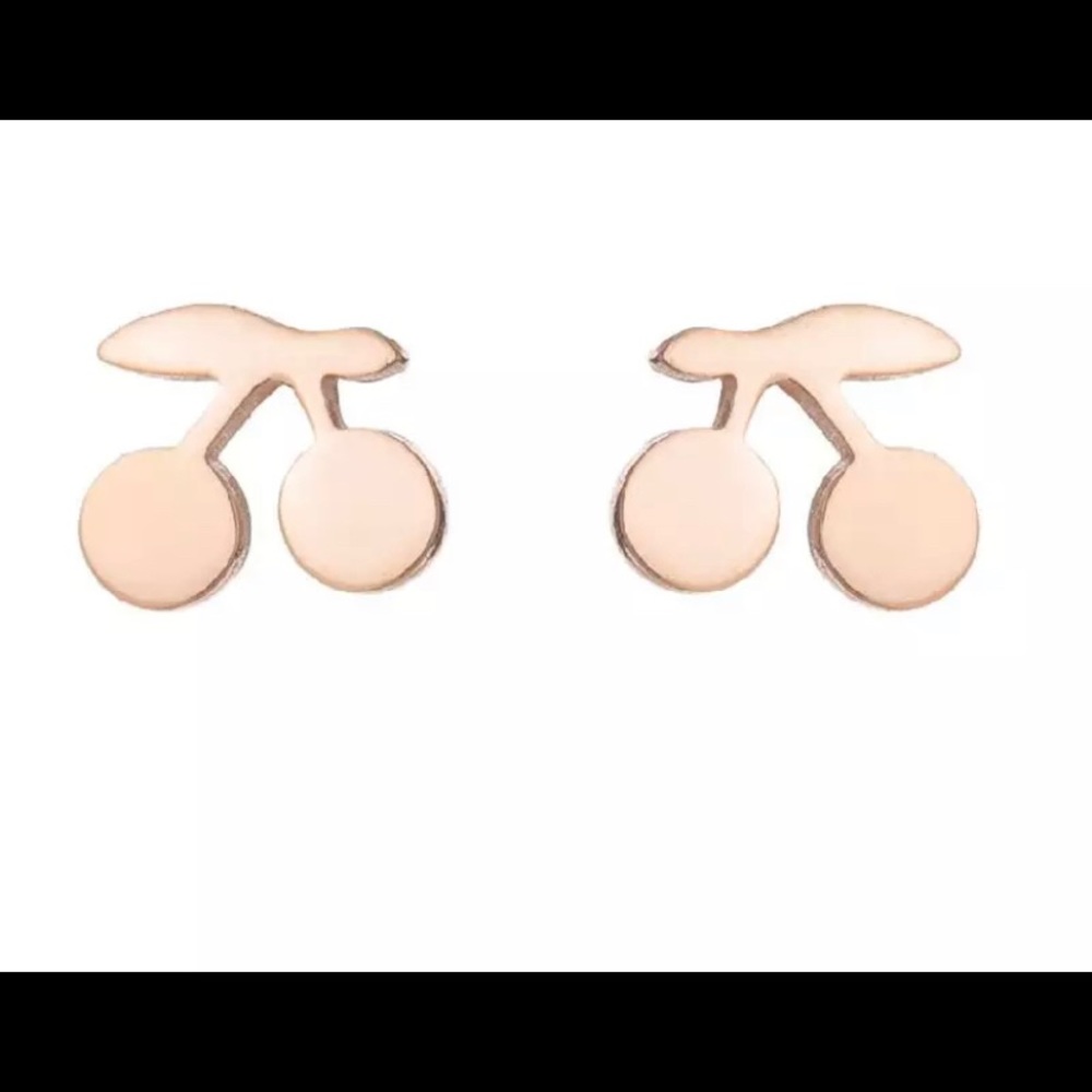 Cute Cherries Rose Gold Stainless Steel Earrings Accessories Jewelry